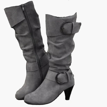 Women's ankle boots with heel and buckle – fashionable autumn-winter boots for everyday and going out