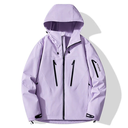 Unisex Kapuzenjacke Outdoor Wasserdicht mit Reißverschlusstaschen