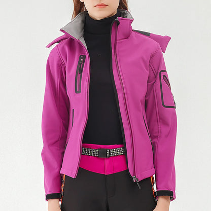 Damen Softshelljacke wasserabweisend atmungsaktiv mit Reißverschlusstaschen