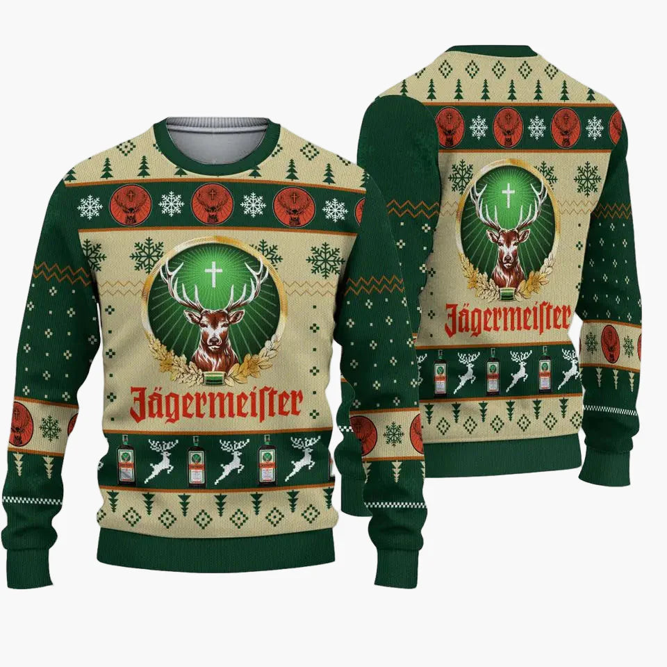 Herren Jägermeister Ugly Christmas Sweater – Party Pullover für Weihnachten und Winter