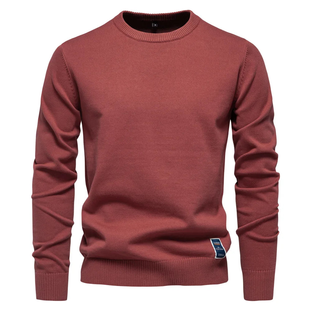 Herren Pullover Rundhals Langarm Strickpullover Einfarbig