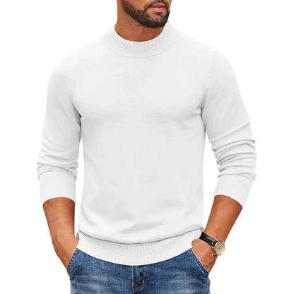 Herren Rollkragenpullover Langarm Feinstrick Mock Neck Pullover