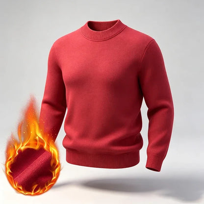 Men's warm turtleneck knit sweater for winter, long sleeves