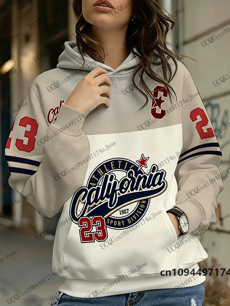 Hoodie für Damen mit "California Athletic" Print und Kängurutasche