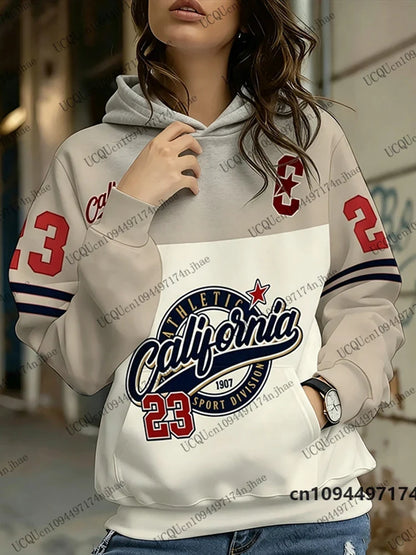 Hoodie für Damen mit "California Athletic" Print und Kängurutasche