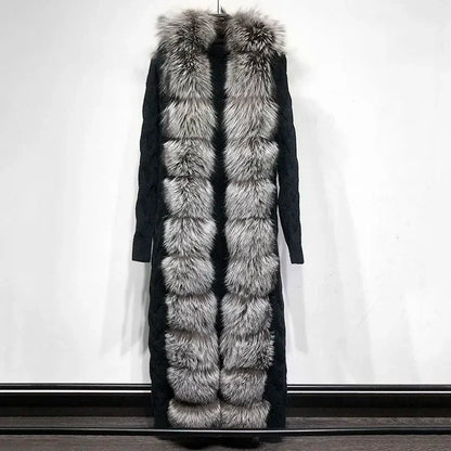 Long Knit Cardigan with Faux Fur Trim and Cable-Knit Pattern in Purple