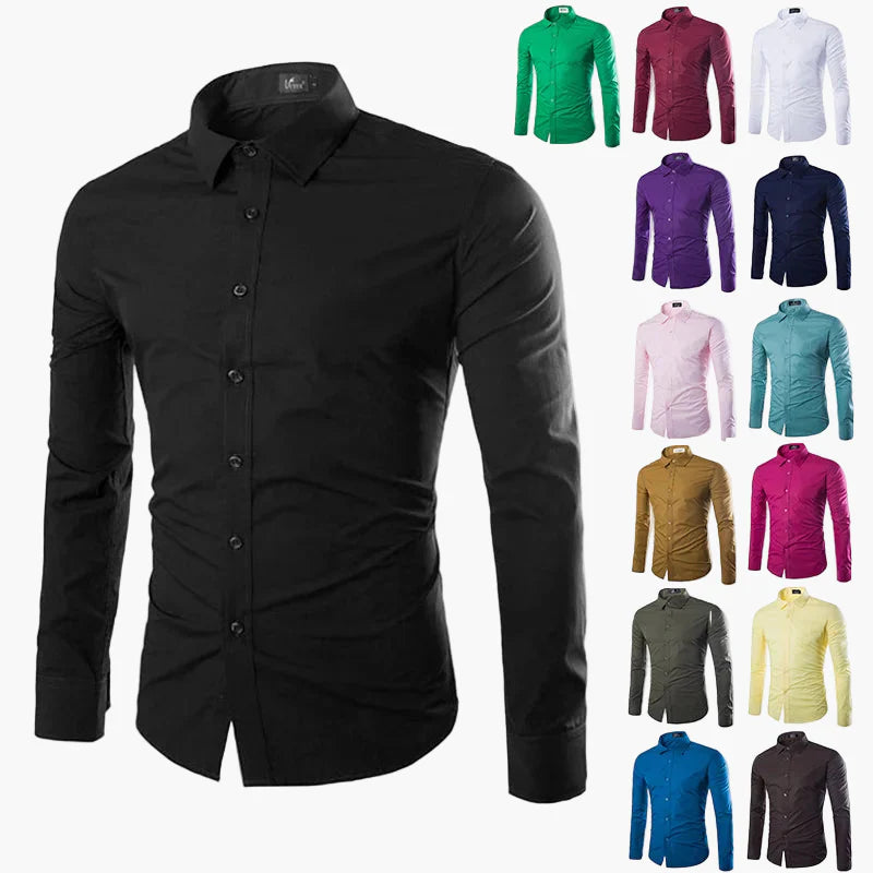 Men's Slim Fit Long Sleeve Business Casual Shirt – Modern Stylish Shirt for Office and Everyday Wear