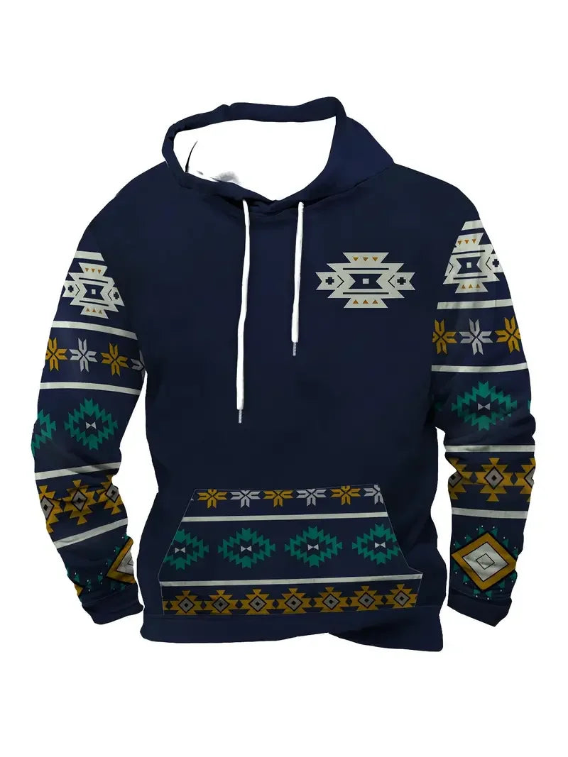 Unisex Kapuzenpullover mit Tiermotiv & Muster Kängurutasche
