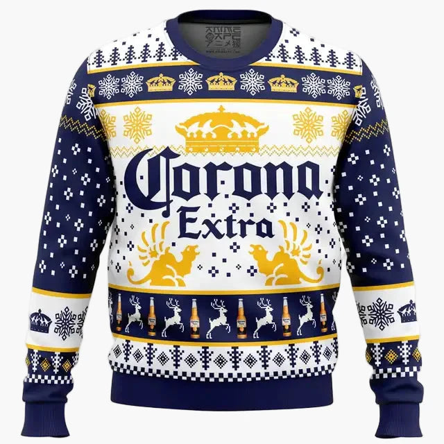 Herren Ugly Christmas Sweater Corona Extra – Lustiger Party-Pullover für Weihnachten