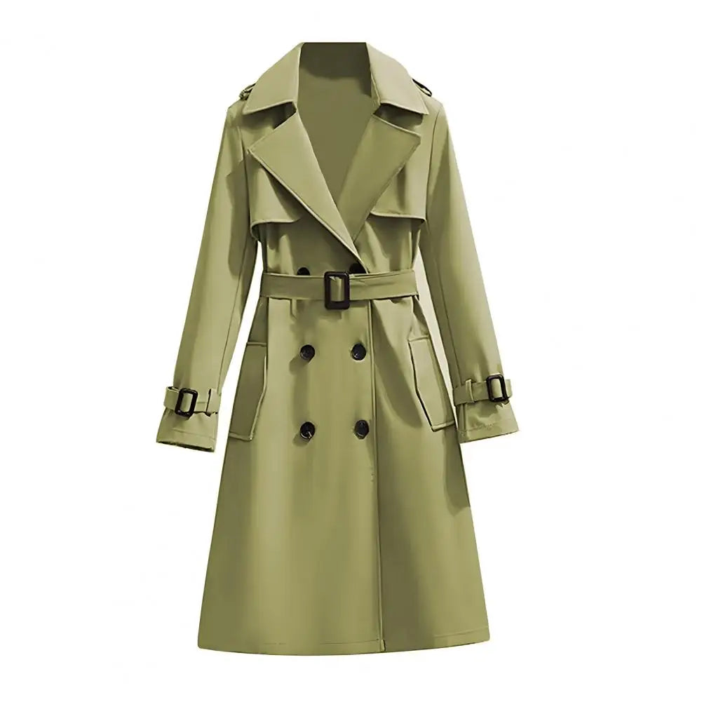 Eleganter Damen Trenchcoat mit Gürtel und Doppelreiher, langer Mantel für Übergang