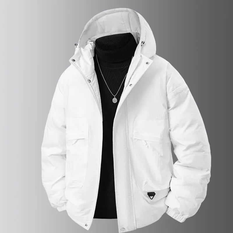 Herren Steppjacke mit Kapuze Winddicht Braun