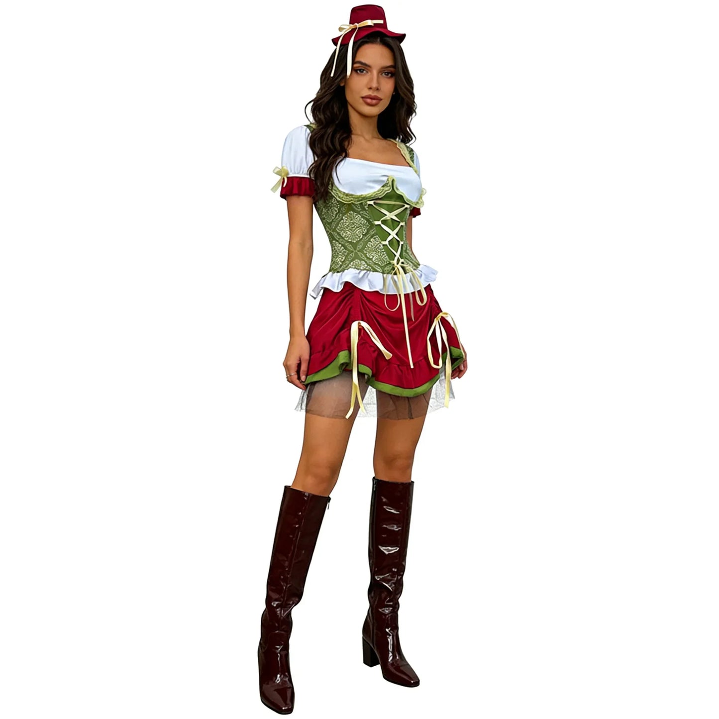 Women's dirndl costume with corset-style top & skirt in traditional costume style