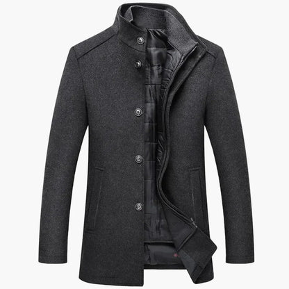 Men's Classic Winter Coat with Stand-up Collar – Elegant Business and Casual Style