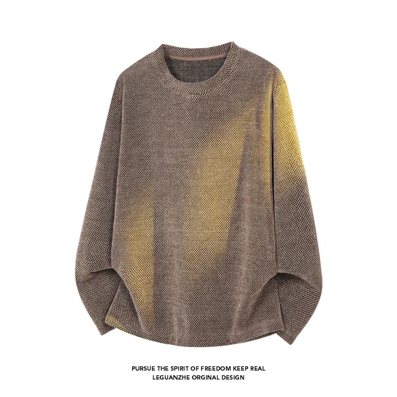 Unisex Langarm Pullover Oversized Rundhals Strukturmuster
