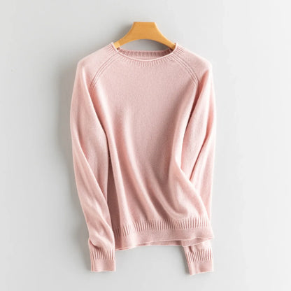 Women's crew-neck long-sleeve knit sweater