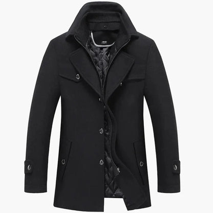 Men's Winter Coat Classic Modern – Elegant Casual and Business Coat with Stand-up Collar