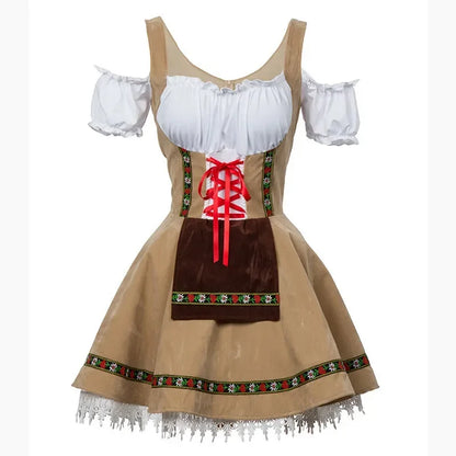 Bavarian Couple Costume Set for Men’s Lederhosen and Women’s Dirndl, Oktoberfest, Carnival