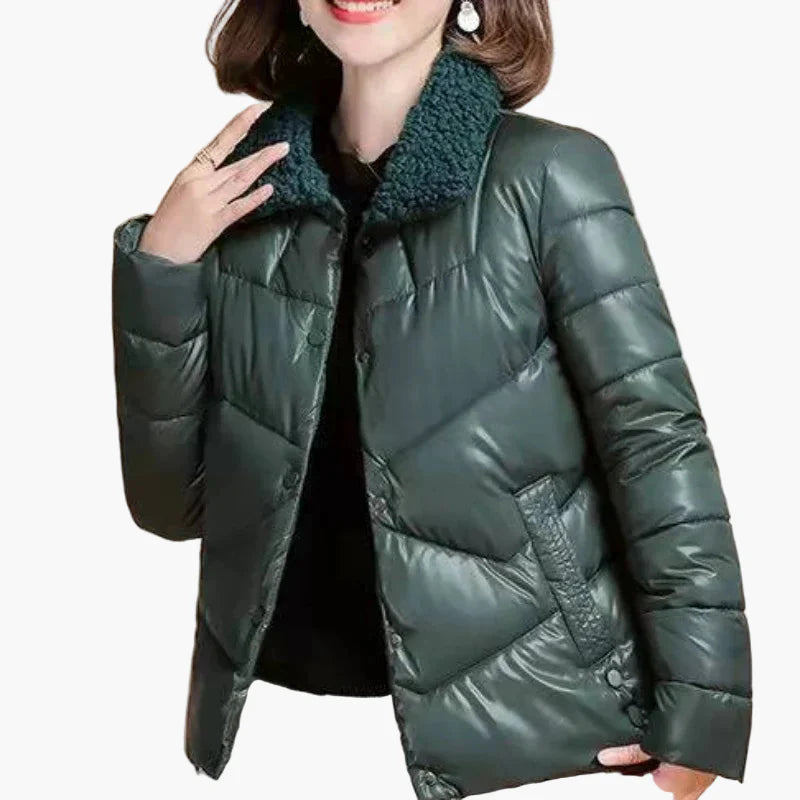 Damen Winter Steppjacke mit modischem Kragen – Elegante Outdoorjacke für kalte Tage