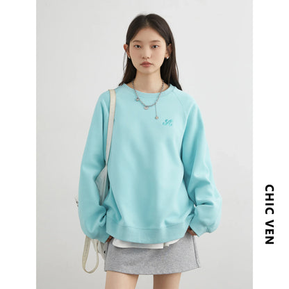 Women's oversized crew-neck long-sleeve sweatshirt