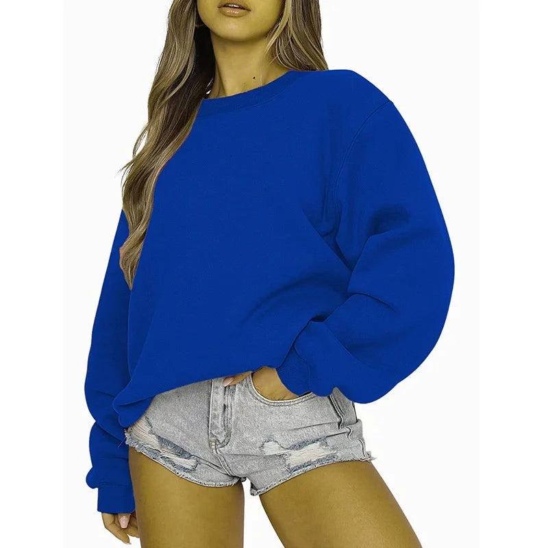 Women's Oversized Crew-Neck Long-Sleeve Sweatshirt