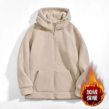 Unisex Kapuzenjacke mit Reißverschluss, Fleece-gefüttert, Winter