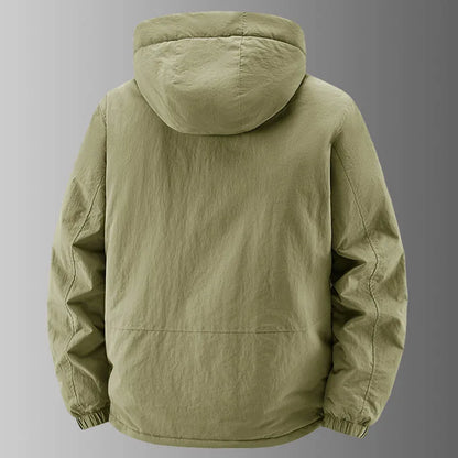 Herren Outdoor Jacke mit Kapuze & Reißverschluss, gefüttert, Beige