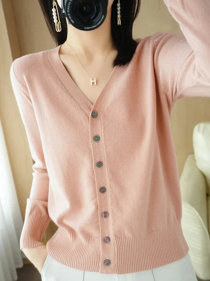 Damen Strick-Cardigan mit V-Ausschnitt und Knopfleiste