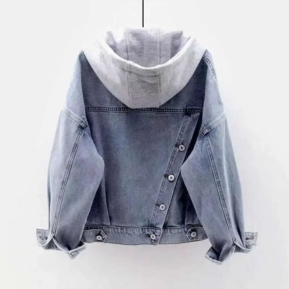 Jeansjacke Hellblau mit Kapuze Damen Oversize
