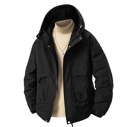 Herren Steppjacke mit Kapuze Winddicht Braun
