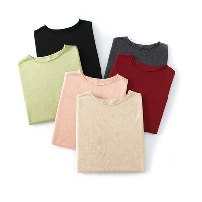 Langarm-Pullover Damen Rundhals Leichtes Material Einfarbig