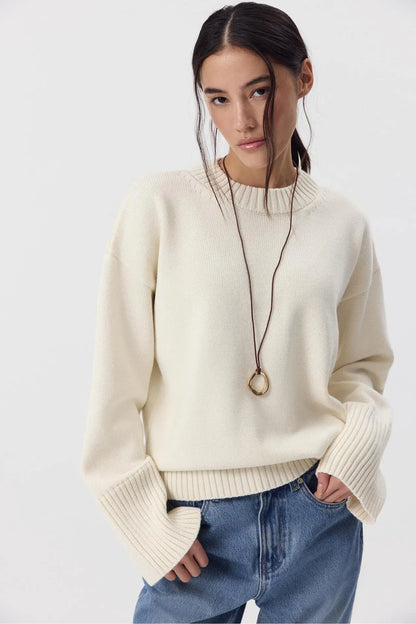Women's oversized sweater, crew neck, long sleeves