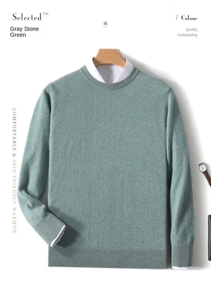 Men's Crew-Neck Sweater, Long-Sleeve, Made of Soft Material