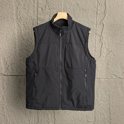 Men's winter vest, stand-up collar, quilted, zip-up, sleeveless