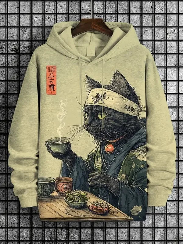 Hoodie with cat print and kangaroo pocket – Various designs