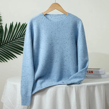 Unisex Langarm Pullover mit Rundhals und Sprenkelmuster