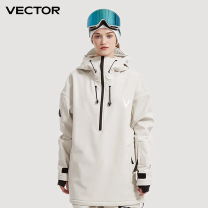 Unisex Ski Anorak Überziehjacke mit Kapuze und Reißverschluss