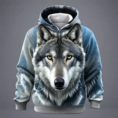 Hoodie with lion head print, beige/brown
