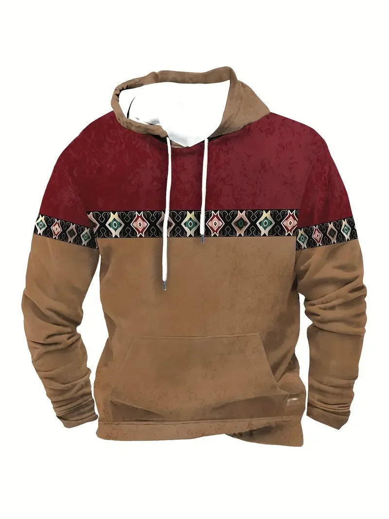 Unisex Kapuzenpullover mit Tiermotiv & Muster Kängurutasche