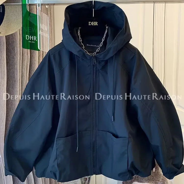 Damen Übergangsjacke mit Kapuze und Reißverschluss