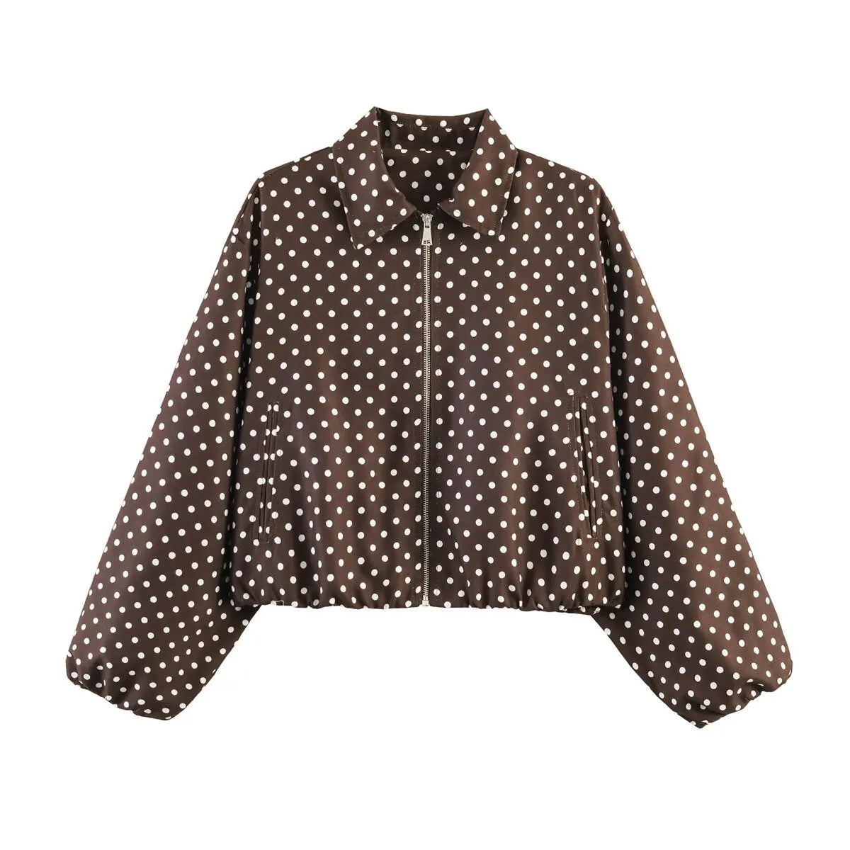 Women's cropped bomber jacket with zipper & collar