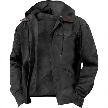 Herren Winterjacke mit Kapuze und Reißverschluss, gefüttert