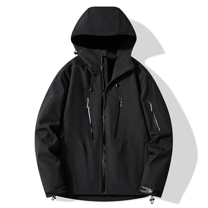 Unisex Kapuzenjacke Outdoor Wasserdicht mit Reißverschlusstaschen
