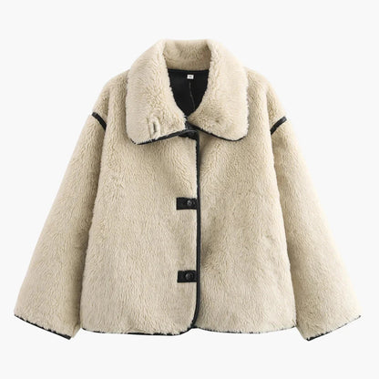 Damen Winter Oversize Kurzjacke im modernen Teddy-Stil – Trendige Freizeitjacke für kalte Tage