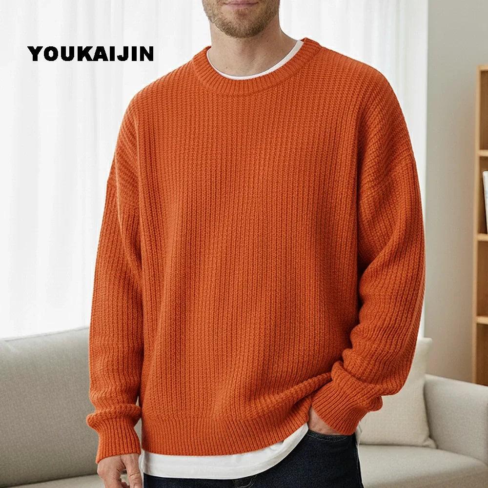 Men's chunky-knit sweater, crew neck, relaxed fit