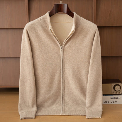Wende-Strickjacke mit Stehkragen und Reißverschluss