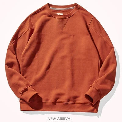 Unisex Long-Sleeve Crew-Neck Sweatshirt Cotton-Look Casual Sweater