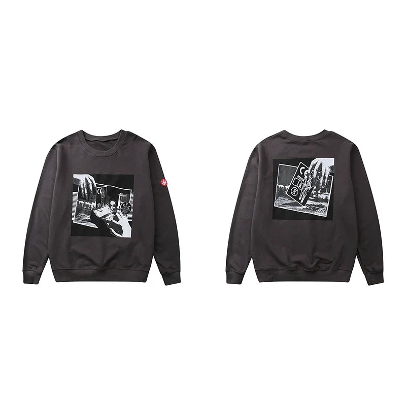 Unisex Sweatshirt Rundhals mit Grafikdruck Langarm