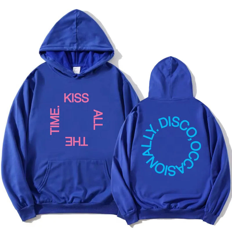 Unisex hoodie with hood, kangaroo pocket, and lettering