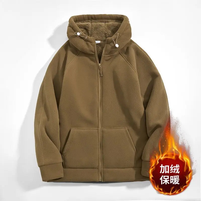 Unisex Kapuzenjacke mit Reißverschluss, Fleece-gefüttert, Winter