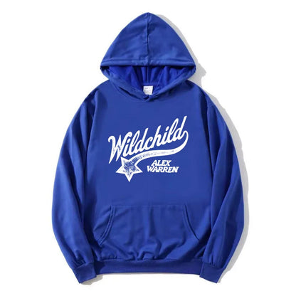 Unisex red hoodie with "Wildchild" star and text print
